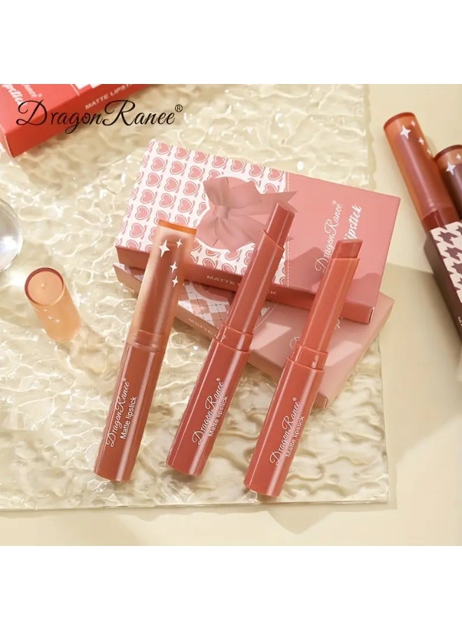 Dragon Ranee Easy-to-Color Lipstick Crayon Lipstick 3pcs Small Set Box Matte Velvet Airy Lipstick Pen Cosmetic Set Gift Box Lipstick Not Easy to Fade - Image 4