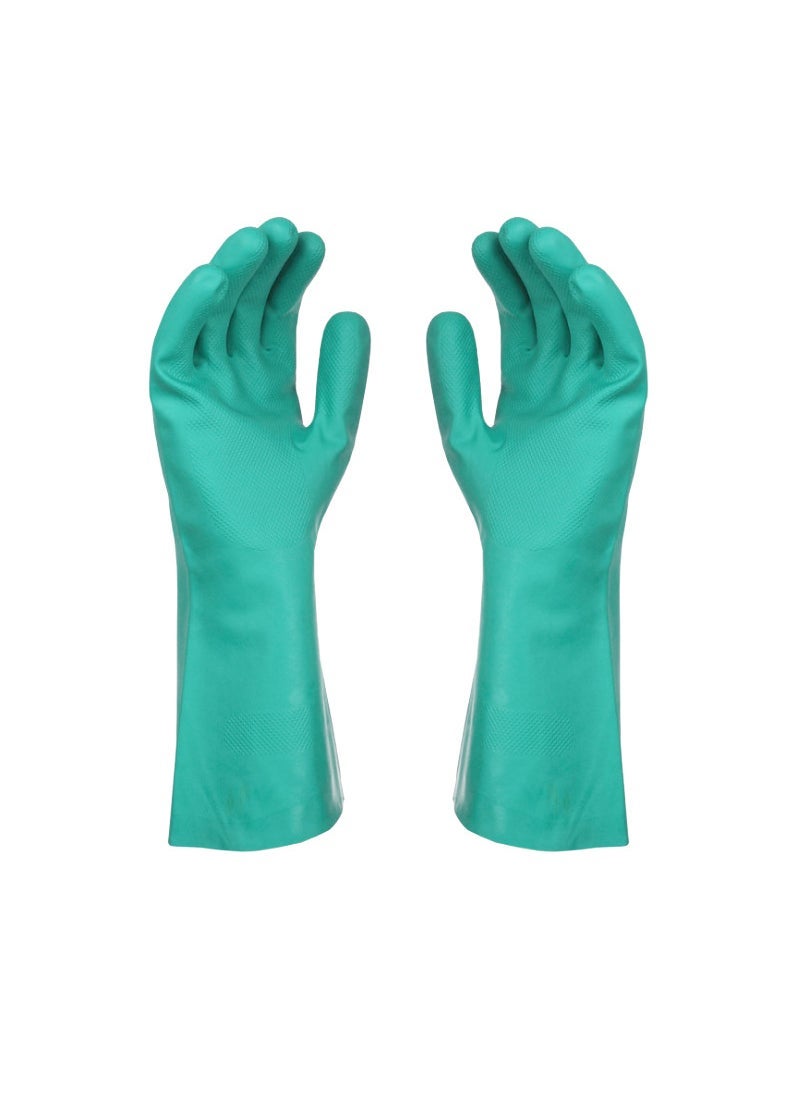 Durable Thin Kitchen Cleaning Rubber Gloves 32 long thick green nitrile