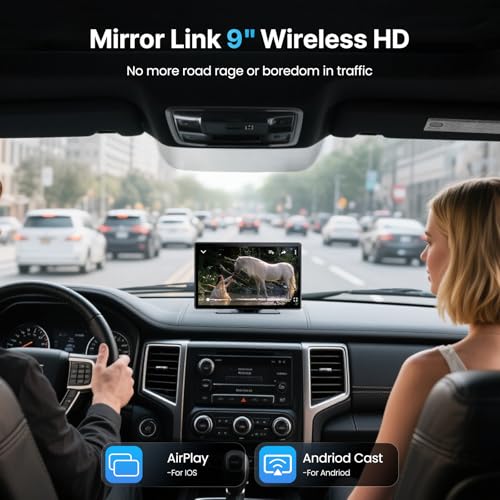 WonVon 9''HD Carplay Screen for Car 4K Dash Cam&1080P Backup Camera with Apple Carplay&Android Auto Voice Control GPS DVR Call Music Message Mirror Link Airplay/Android Cast Fit Pickup Truck SUV MPV RV - Image 3