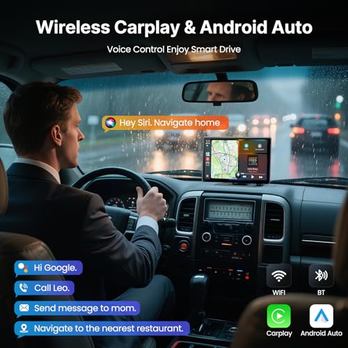WonVon 9''HD Carplay Screen for Car 4K Dash Cam&1080P Backup Camera with Apple Carplay&Android Auto Voice Control GPS DVR Call Music Message Mirror Link Airplay/Android Cast Fit Pickup Truck SUV MPV RV - Image 2