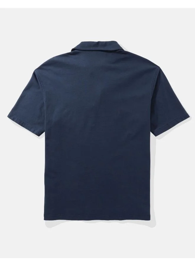 امريكان ايجل Oversized Half Zip-Up Polo Shirt