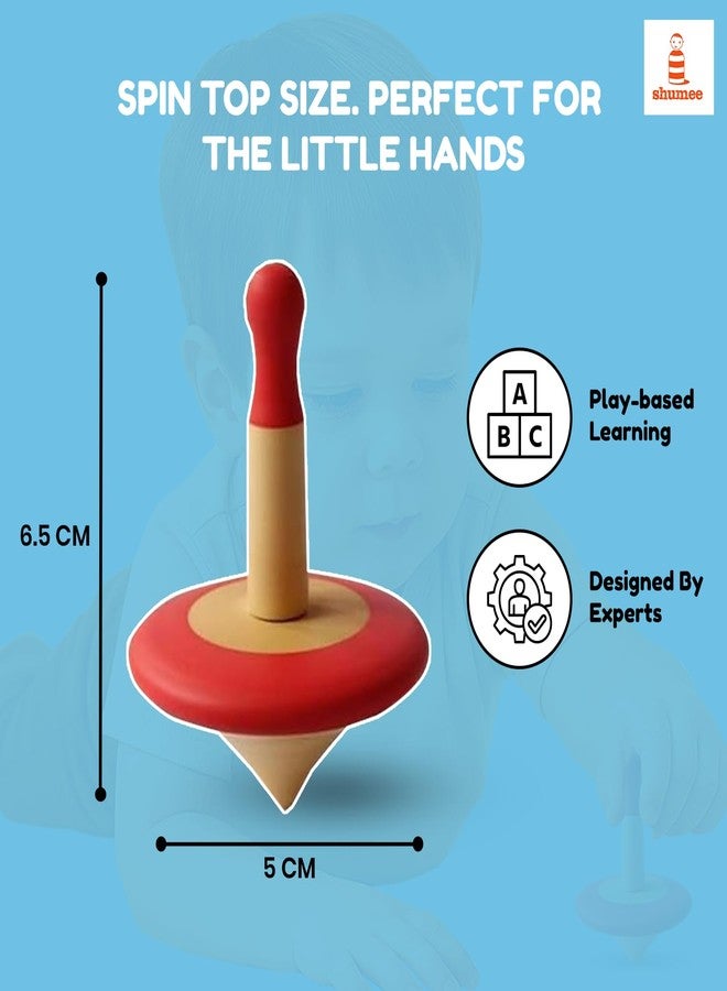 Shumee Wooden Spinning Top Toy for Kids (3+ Years) | Set of 3 Multicolor Tops | Hand‑Eye Coordination & Fine Motor Skills | Non‑Toxic | Montessori Classic Toy | Indoor & Outdoor Play | Lattoo | Buguri - Image 2