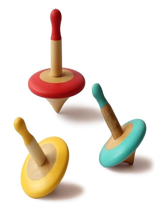 Shumee Wooden Spinning Top Toy for Kids (3+ Years) | Set of 3 Multicolor Tops | Hand‑Eye Coordination & Fine Motor Skills | Non‑Toxic | Montessori Classic Toy | Indoor & Outdoor Play | Lattoo | Buguri - Image 1