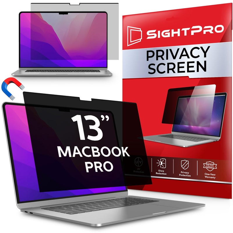 SightPro Magnetic Privacy Screen for MacBook Pro 13 Inch (2016, 2017, 2018, 2019, 2020, 2021, 2022, M1, M2) Removable Laptop Privacy Filter Shield and Protector - Image 1