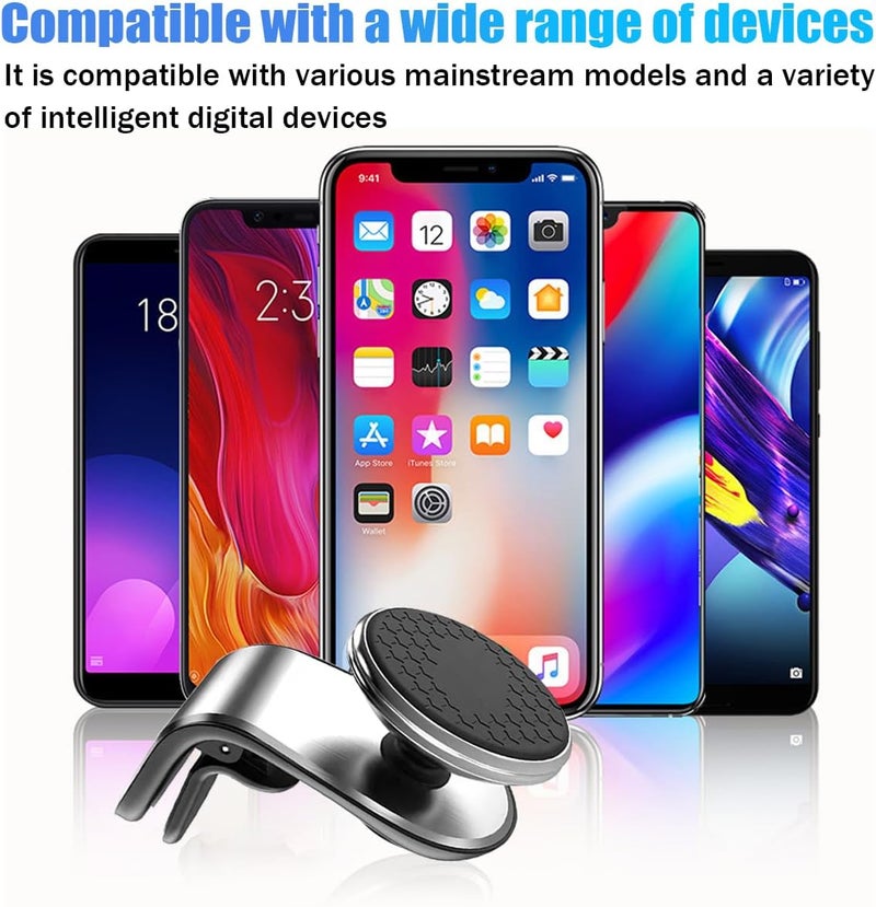 JNNJ Universal Magnetic Car Phone Holder Mount with 360° Rotation Air Vent Clip - Silver - Image 4