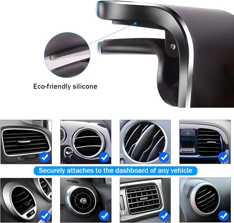 JNNJ Universal Magnetic Car Phone Holder Mount with 360° Rotation Air Vent Clip - Silver - Image 3