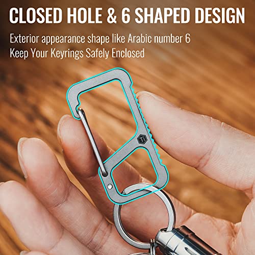 KeyUnity KM06 Keychain Carabiner Clip, Anti-Lost Quick Release Titanium Key Holder, 2 inch Key Organizer Heavy Duty for Men & Women - Image 2