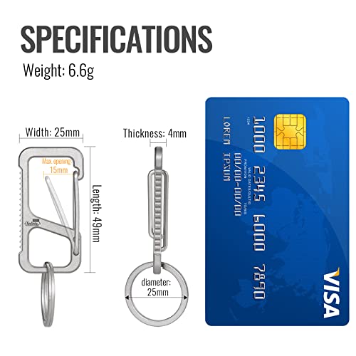 KeyUnity KM06 Keychain Carabiner Clip, Anti-Lost Quick Release Titanium Key Holder, 2 inch Key Organizer Heavy Duty for Men & Women - Image 5