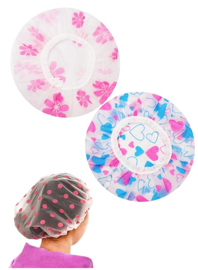 Waterproof Shower Cap 2PCS Reusable Elastic Bath Cap For Women And Men – Lightweight Waterproof Hair Cover For Shower, Spa, Salon, Hair Treatment And Travel - Image 1