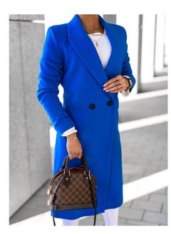 Loquat New Women's Fashion Simple Long Sleeve Lapel Button Wool Overcoat  - Image 2