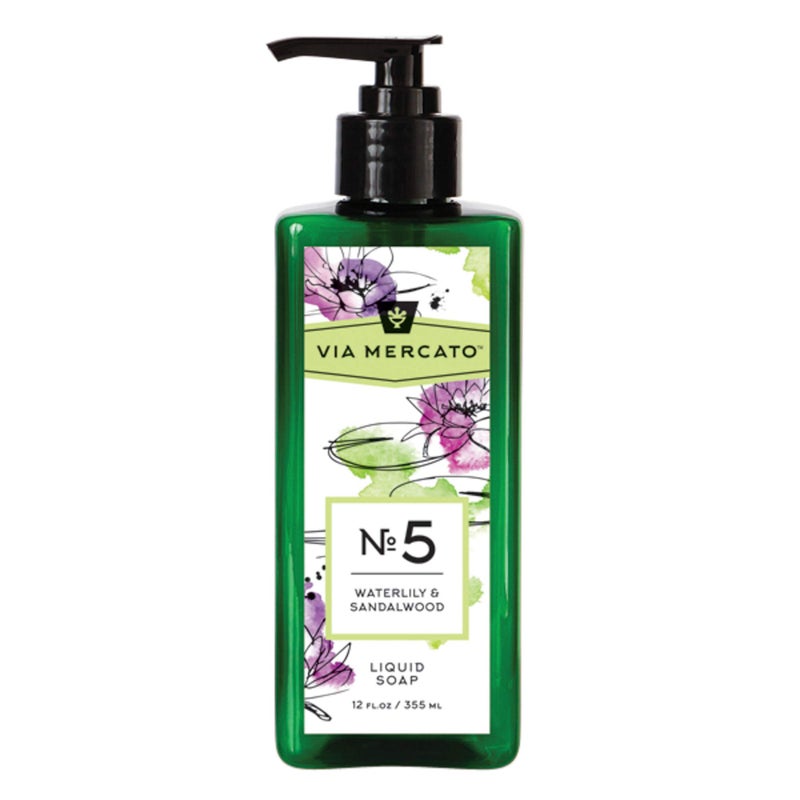 Via Mercato Liquid Soap Shea Butter Enriched 12 oz No 5  Waterlily  Sandalwood