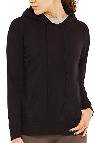 Sofra Women's Thin Cotton Pullover Hoodie Sweater (M, Black) - Image 2