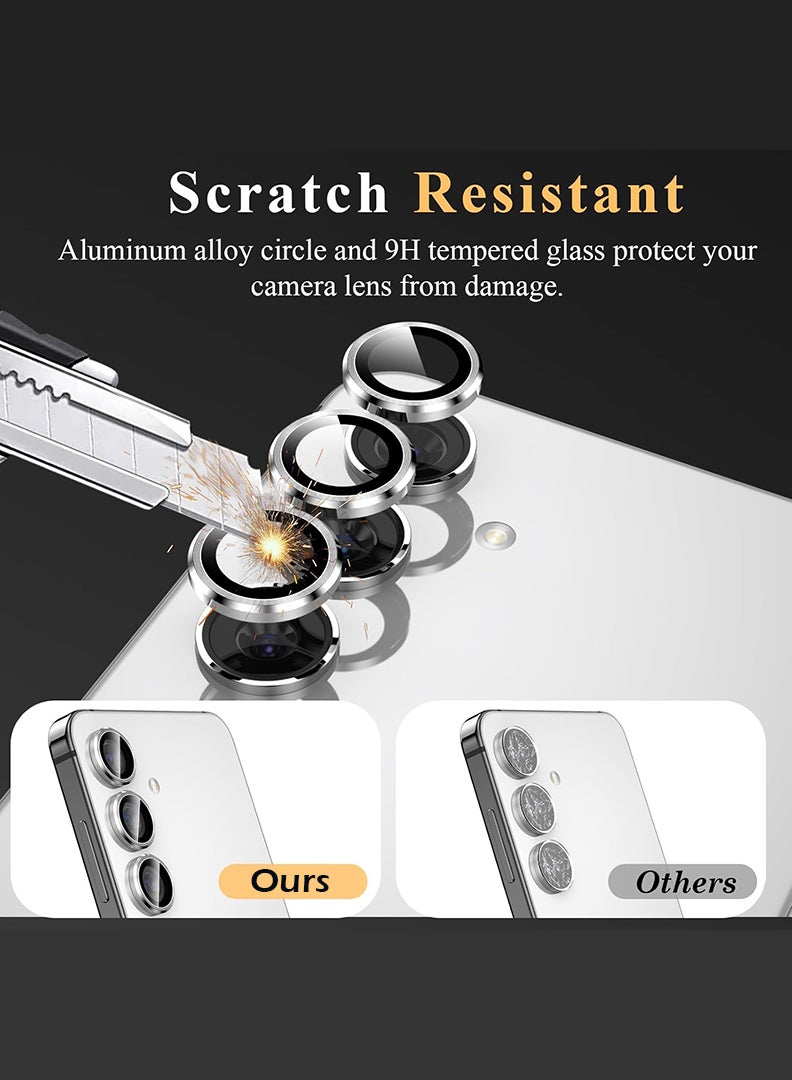 Theodor Samsung Galaxy S25 Plus 3 Pcs Camera Lens Protector With 9H Tempered HD Glass Camera Cover Anti Scratch Aluminum Alloy Camera Ring, Graphite - Image 3
