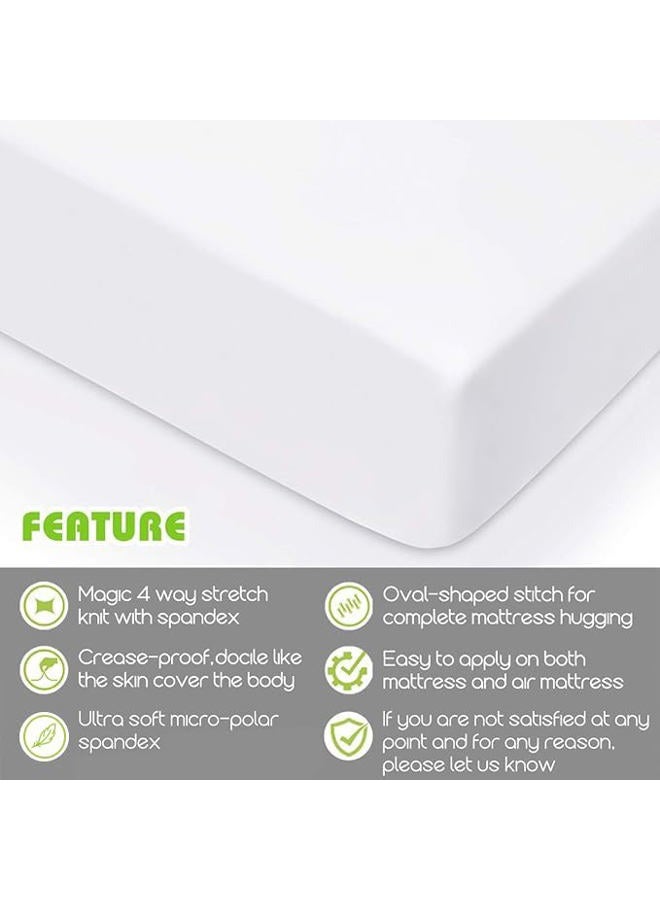 COSMOPLUS Fitted Sheet- Full Fitted Sheet Only（No Flat Sheet or Pillow Shams）,4 Way Stretch Micro-Knit,Snug Fit,Wrinkle Free,for Standard Mattress and Air Bed Mattress from 8” Up to 14”,White - Image 2
