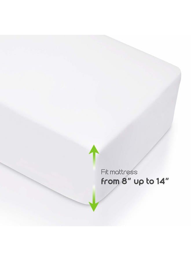 COSMOPLUS Fitted Sheet- Full Fitted Sheet Only（No Flat Sheet or Pillow Shams）,4 Way Stretch Micro-Knit,Snug Fit,Wrinkle Free,for Standard Mattress and Air Bed Mattress from 8” Up to 14”,White - Image 4