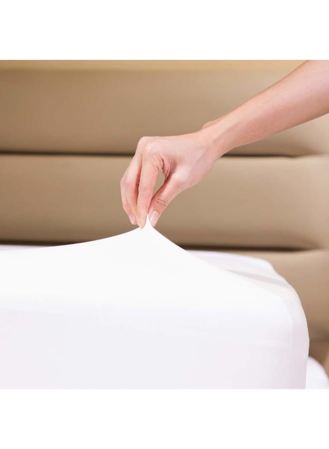 COSMOPLUS Fitted Sheet- Full Fitted Sheet Only（No Flat Sheet or Pillow Shams）,4 Way Stretch Micro-Knit,Snug Fit,Wrinkle Free,for Standard Mattress and Air Bed Mattress from 8” Up to 14”,White - Image 1
