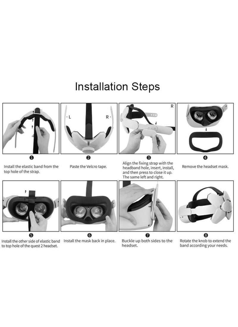 SYOSI - Adjustable Headband Compatible for Meta Quest 2 Oculus Quest 2 with Head Cushion Replacement for Elite Strap Comfortable Protective Head Strap Reduce Pressure White - Image 1