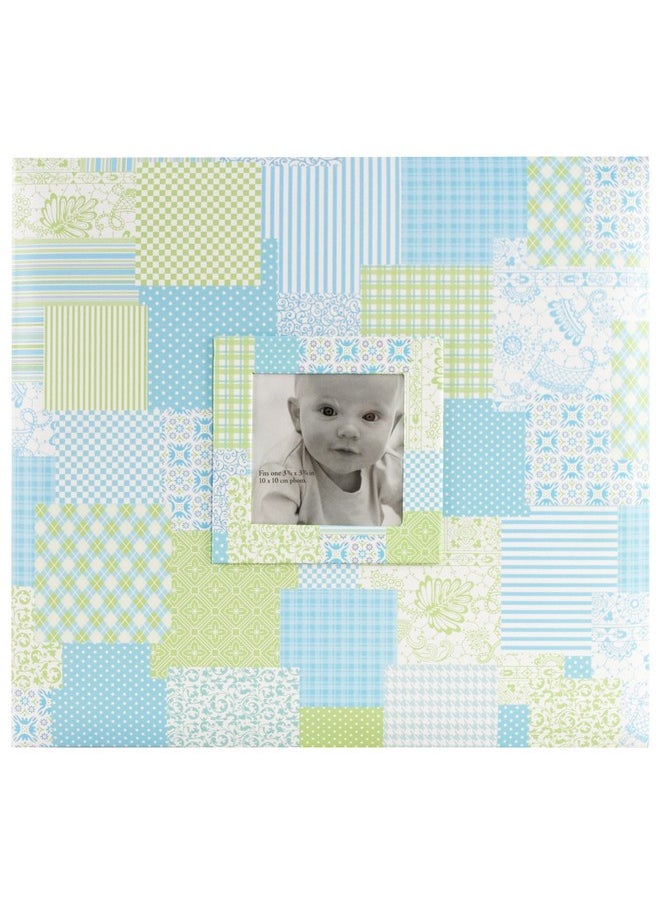 MCS Expandable 10Page Baby Scrapbook Album With Photo Opening Cover And 12 X 12 Inch Pages 13.5 X 12.5 Inch Baby Blue Quilt  - Image 1