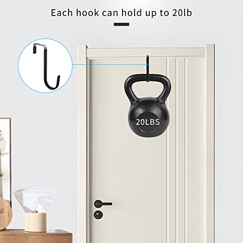 FYY Over the Door Hooks, 4 Pack Door Hangers Hooks with Rubber Prevent Scratches Heavy Duty Organizer Hooks for Living Room, Bathroom, Bedroom, Kitchen Hanging Clothes, Towels, Hats, Coats, Bags Black - Image 4