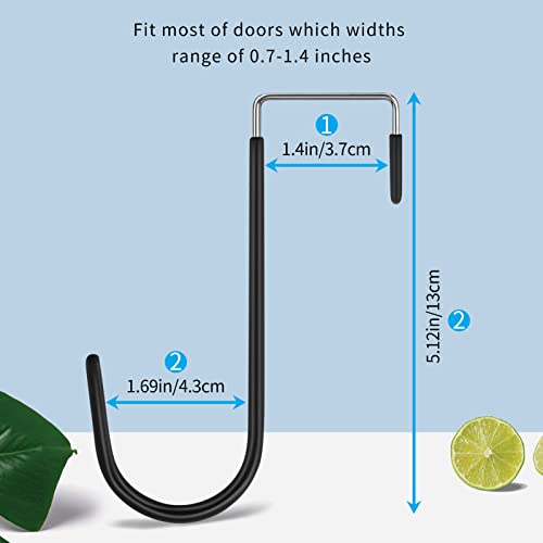 FYY Over the Door Hooks, 4 Pack Door Hangers Hooks with Rubber Prevent Scratches Heavy Duty Organizer Hooks for Living Room, Bathroom, Bedroom, Kitchen Hanging Clothes, Towels, Hats, Coats, Bags Black - Image 2