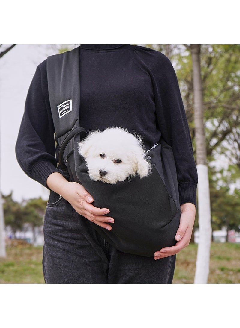 Generic Large Capacity Dog Sling Bag Black Polyester Shoulder Bag with Cell Phone Pocket 