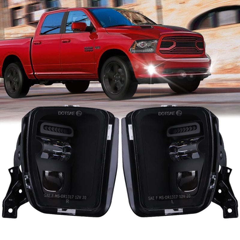 Z-OFFROAD أضواء ضباب LED جديدة من Z-OFFROAD متوافقة مع دودج رام 1500 2013 2014 2015 2016 2017 2018 بديل لمصابيح الضباب في الصدام - زوج واحد باللون الأسود - Image 1