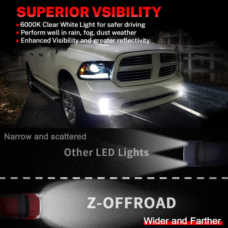 Z-OFFROAD أضواء ضباب LED جديدة من Z-OFFROAD متوافقة مع دودج رام 1500 2013 2014 2015 2016 2017 2018 بديل لمصابيح الضباب في الصدام - زوج واحد باللون الأسود - Image 3