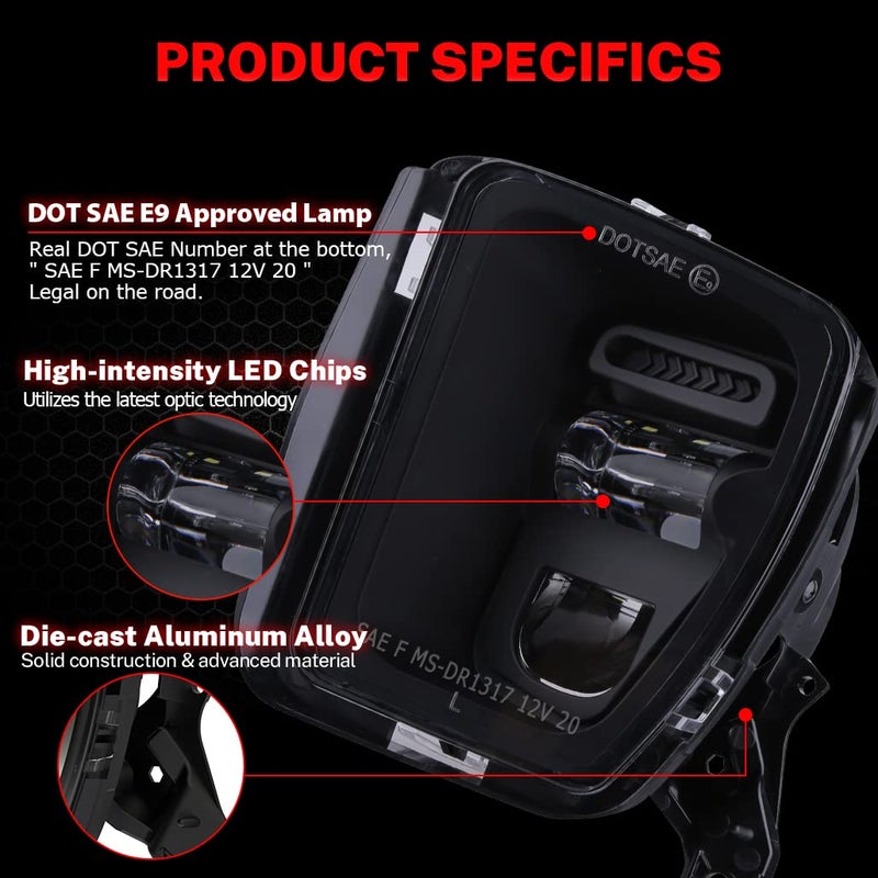 Z-OFFROAD أضواء ضباب LED جديدة من Z-OFFROAD متوافقة مع دودج رام 1500 2013 2014 2015 2016 2017 2018 بديل لمصابيح الضباب في الصدام - زوج واحد باللون الأسود - Image 2