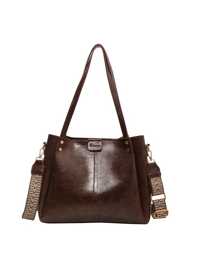 كيفية حقيبة كتف نسائية كبيرة السعة بتصميم دلو، تصميم أوروبي وأمريكي عتيق، حقيبة كروس بودي متعددة الاستخدامات للتنقل - Image 1