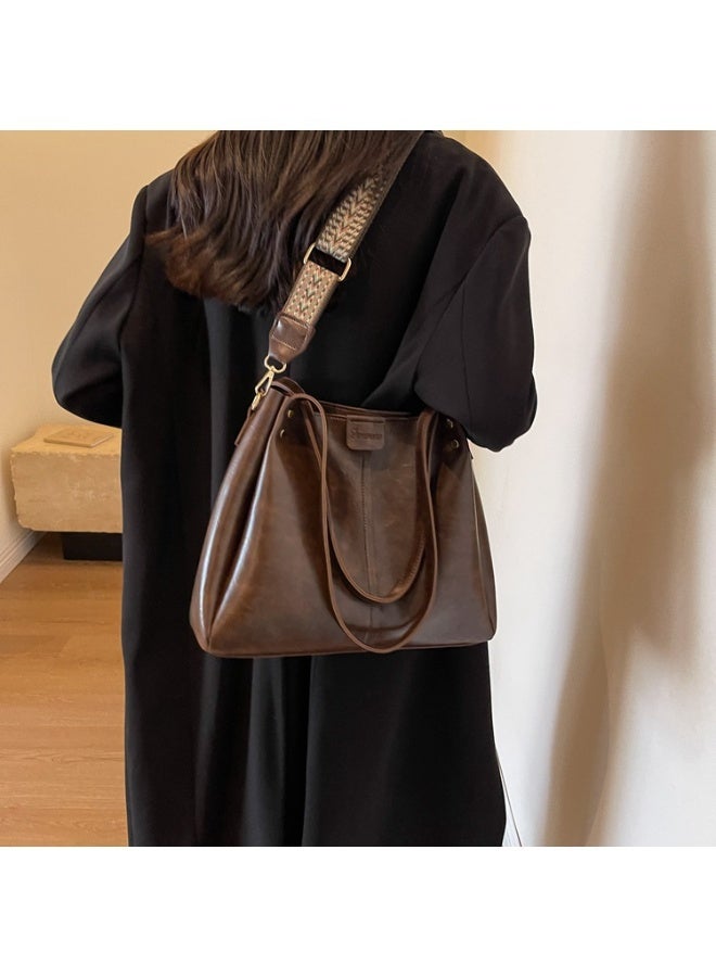 كيفية حقيبة كتف نسائية كبيرة السعة بتصميم دلو، تصميم أوروبي وأمريكي عتيق، حقيبة كروس بودي متعددة الاستخدامات للتنقل - Image 5