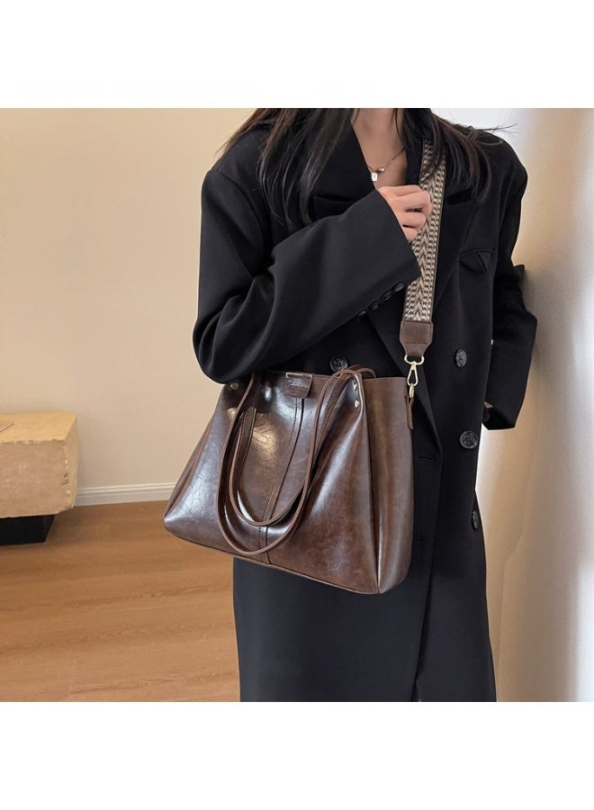 كيفية حقيبة كتف نسائية كبيرة السعة بتصميم دلو، تصميم أوروبي وأمريكي عتيق، حقيبة كروس بودي متعددة الاستخدامات للتنقل - Image 4