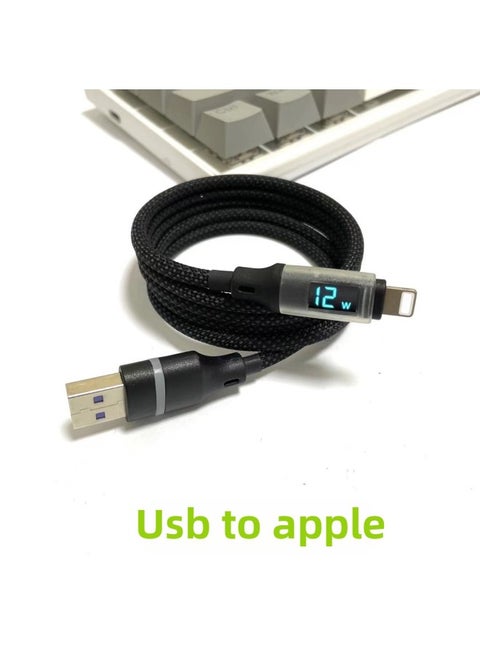 Smart Digital Display Magnetic Storage Data Cable 100W Fast Charging Cable Suitable For Android For Huawei For Iphone6/15 Mobile Phones-Color:1 M-Model:Black Magnetic Cable USB To For Iphone 12W [support 6-10]]