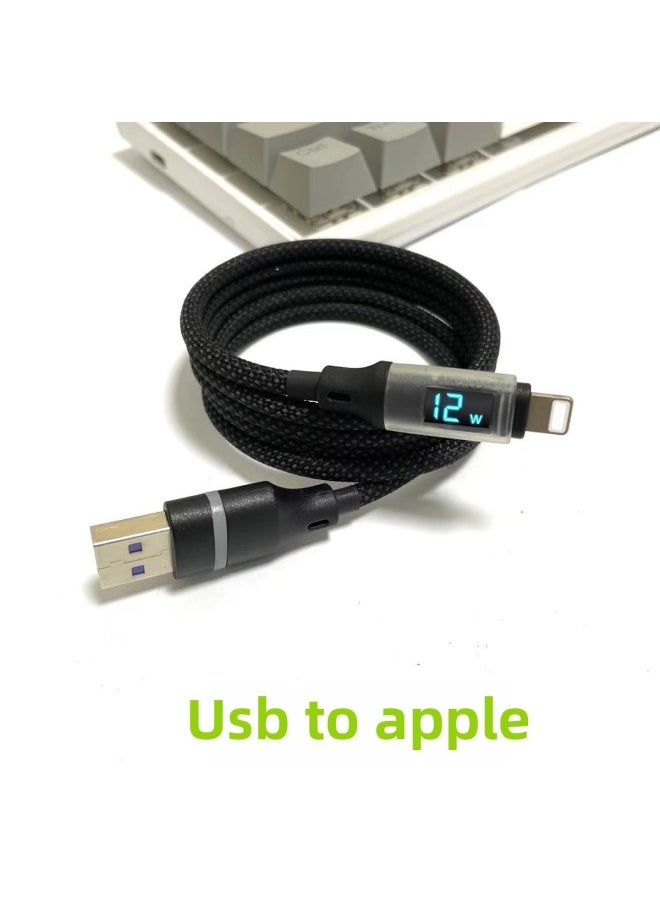 Generic - Smart Digital Display Magnetic Storage Data Cable 100W Fast Charging Cable Suitable For Android For Huawei For Iphone6/15 Mobile Phones-Color:1 M-Model:Black Magnetic Cable USB To For Iphone 12W [support 6-10]] - Image 1