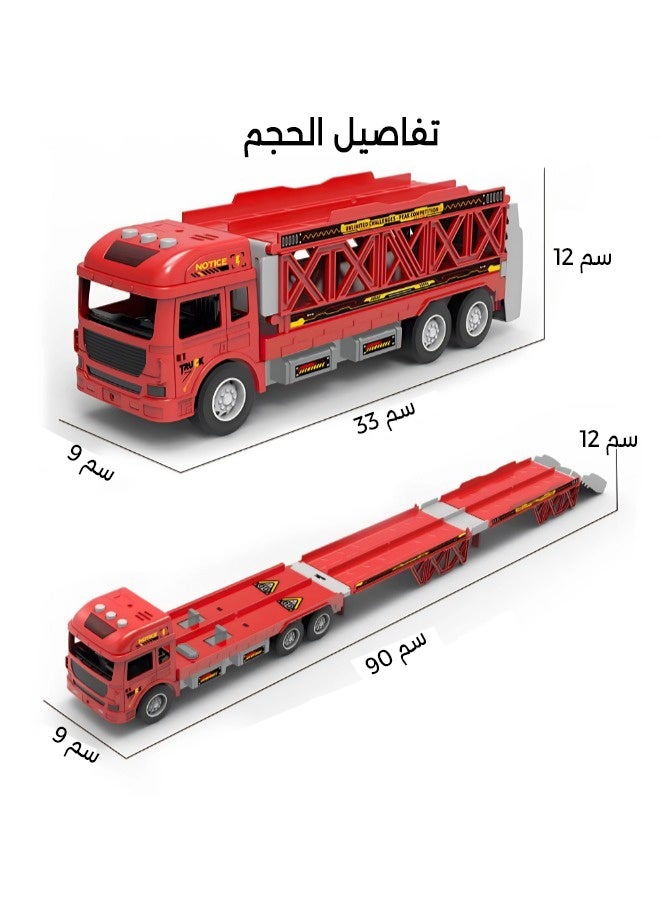 Vixplorn Children's racing car toys, children's racing toys, children's alloy transport truck toys, 90cm double track with catapult cars, 8 metal cars and foldable truck set, suitable for toddlers and girls aged 2-5 and up as a toy gift. - Image 5