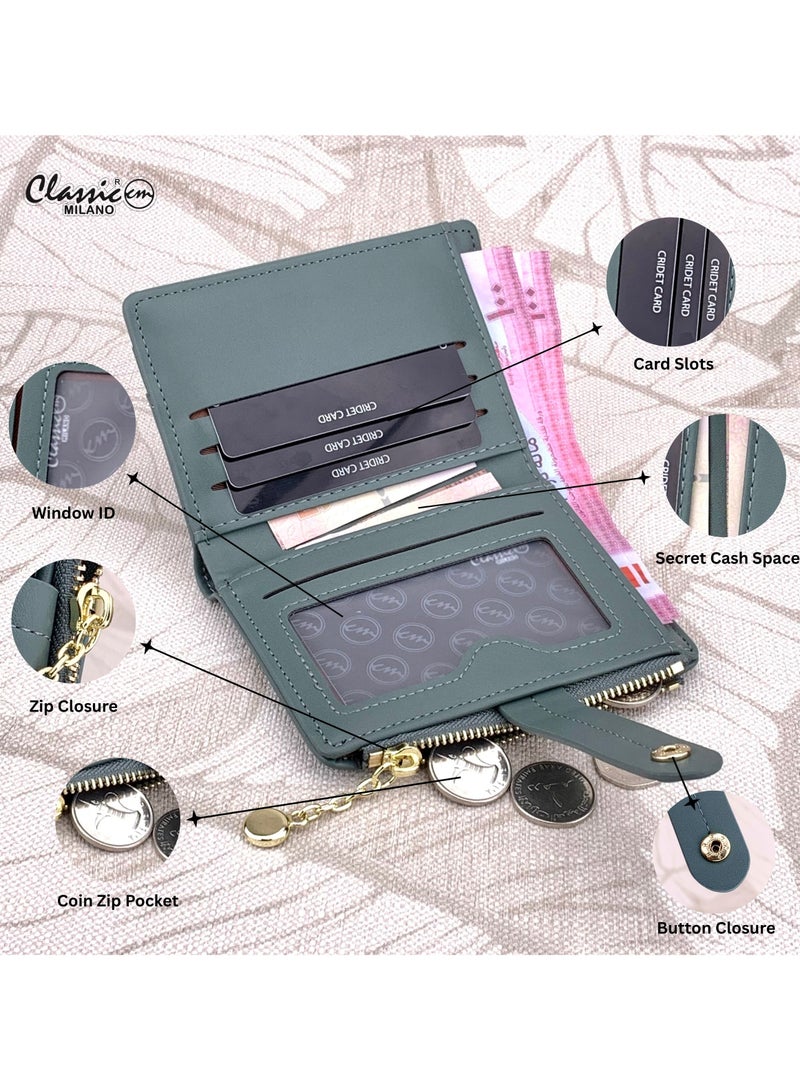 Classic Milano Premium Faux Leather Wallet for Women with Coin Zip | Ladies Wallet Stylish Card Holder Purse | Slim Women's Wallet for Daily Use, Travel, and Gifting - Image 2