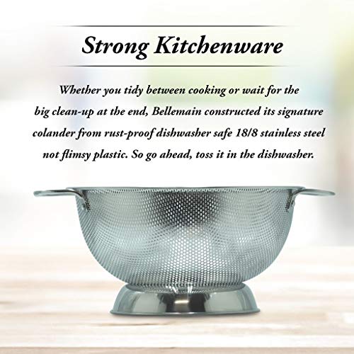 Bellemain مصفاة معدنية بيلمان سعة 3 لتر مع مقبض | مصفاة للمكرونة، السباغيتي، التوت، الفواكه، الخضروات، ومصفاة الطعام في المطبخ | وعاء مصفاة من الفولاذ المقاوم للصدأ 18/8 | مصفاة للطبخ، مصفاة منخل - Image 2