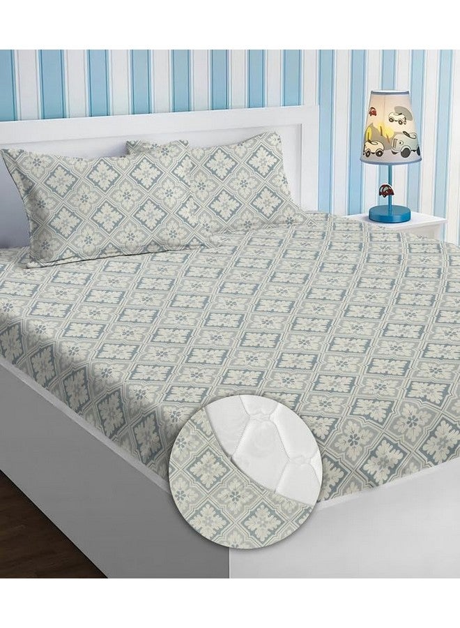 BSB HOME BSB HOME Premium Microfiber All Round Elastic Fitted Bedsheets for Double Bed with 2 King Size Pillow Covers 160 TC Supersoft |Wrinkel Free Bed Cover Size - 72x78+8 inches | White & Grey  - Image 2
