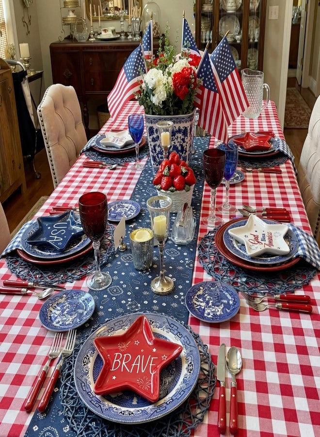 LOYIM 6 Pcs 4th of July Ceramic Plates Patriotic Memorial Day Small Plates for Treat Cookie Goodie Red White and Blue Star Snack Candy Dishes for Independence 250th Anniversary Holiday Decoration - Image 4