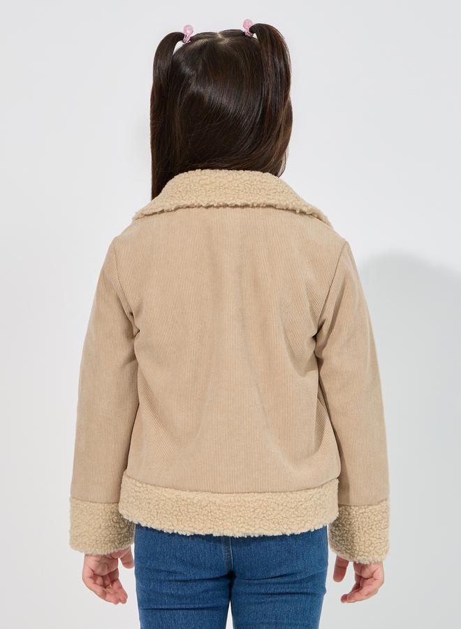 Styli Teddy Faux Fur Trim Thermal Lined Corduroy Jacket  - Image 4