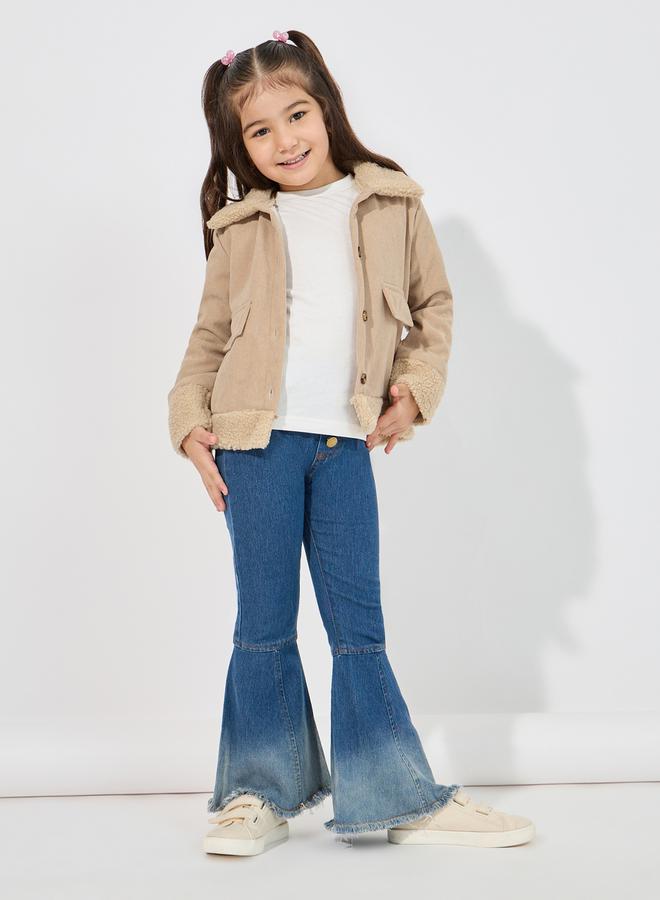 Styli Teddy Faux Fur Trim Thermal Lined Corduroy Jacket  - Image 2