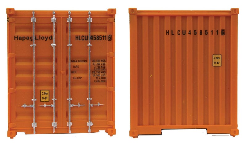 Walthers SceneMaster HO Scale Model of Hapag Lloyd (Orange, Blue) 40' Hi Cube Corrugated Side Container,949-8254 - Image 3