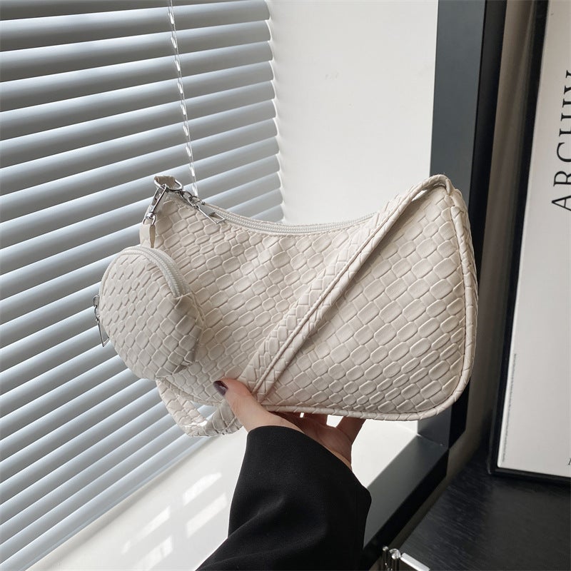 Vintage Underarm Bag For Women 2025 Spring/ Trendy Retro Woven Handbag Two-Piece Set Versatile Ins Shoulder Bag - Image 3