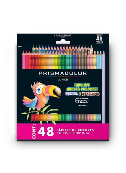 Prismacolor Junior Colored Pencils, Assorted Colors, Art Supplies for Drawing, Sketching, Adult Coloring, Set of 48, Soft Core Color Pencils, Junior 4.0mm