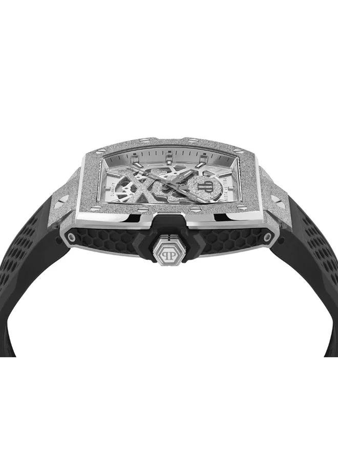 PHILIPP PLEIN The Skeleton Frosted Silicone Strap Automatic Watch for Men, 29mm