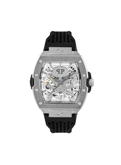 PHILIPP PLEIN The Skeleton Frosted Silicone Strap Automatic Watch for Men, 29mm