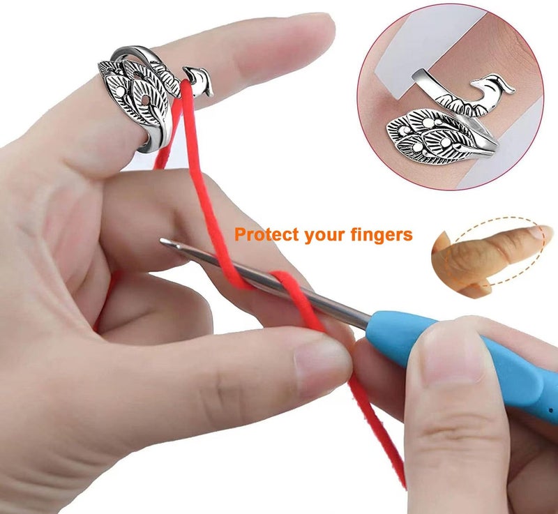 Ubuymart Crochet Ring, Adjustable Crochet Accessories Crochet Stuff Crochet Ring for Finger Yarn Guide Knitting Accessories Crochet Tension Rings for Crocheting,Crochet Tools for Mother Grandma Gifts- Multicolor 7 Pack - Image 2