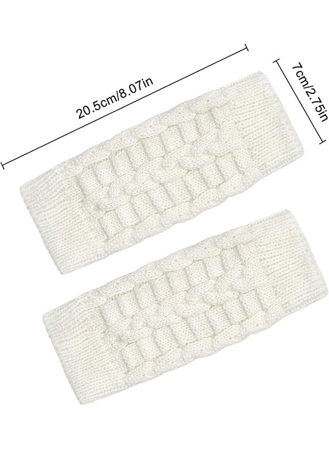 1Pairs Fingerless Knitted Gloves for - Women Men Autumn Winter Warm Knitted Gloves Outdoor Driving(white) - Image 3