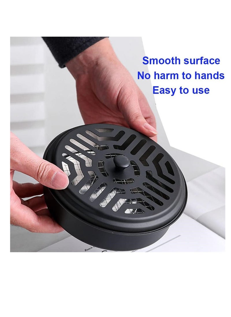 KASTWAVE Mosquito Coil Holder 2 Pack Black Round Incense Holder Mosquito Incense Box Sandalwood Holder Portable Metal Mosquito Incense Burner for Home and Camping  - Image 3