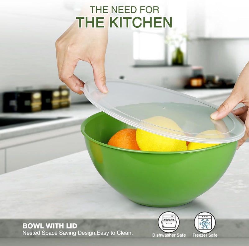 Greentainer 6Piece Plastic Mixing Bowl Set with Lids for Kitchen Nesting Storage Bowls for Baking PreppingCooking and Serving Food Dishwasher Microwave SafeGreat for Mixing  Serving6 SetRed - Image 5