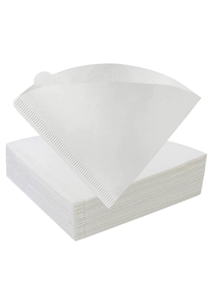 CONE COFFEE FILTER IN WHITE V60 SIZE HAVING 100 PIECES DISPOSABLE PAPER - COFFEE FILTER PAPER CAN BE USED IN HOME - OFFICE AND FOR TRAVELING PURPOSES AS WELL